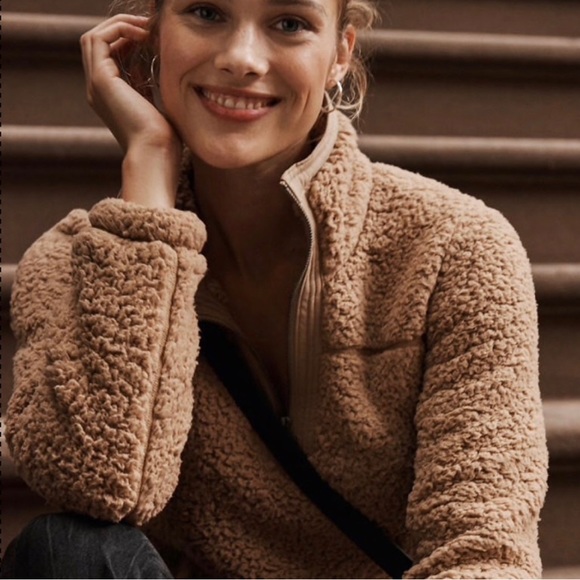 Abercrombie and Fitch Soft A&F Quart Zip Sherpa Pullover Large - Picture 6 of 10